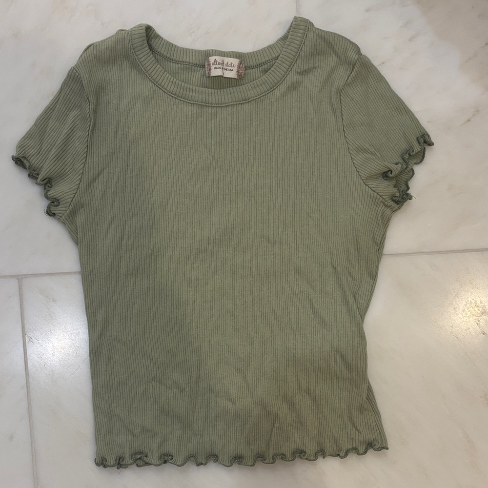 Altar'd State Olive Ribbed Tee